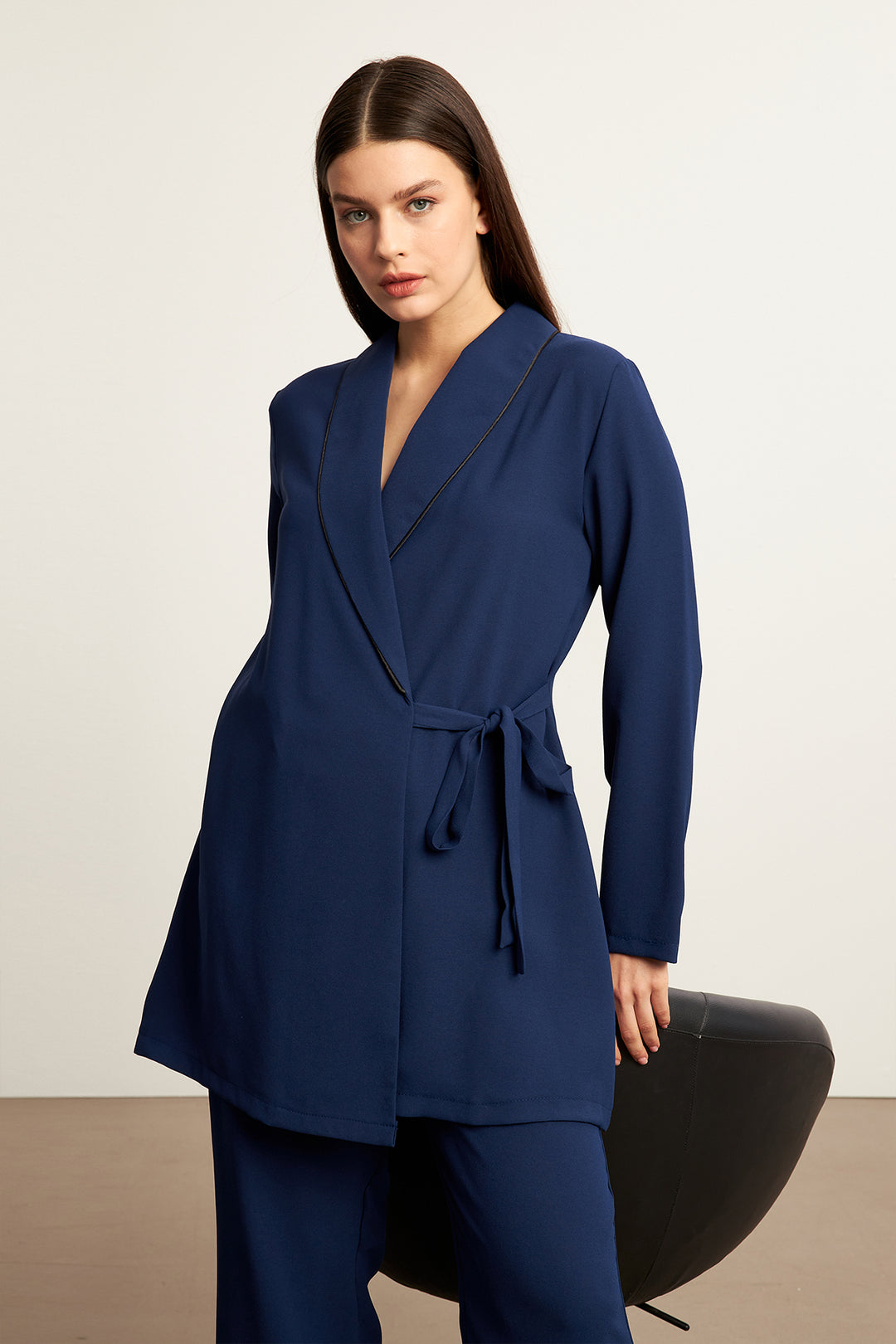 ZRF Women Two-Piece Suit with Striped Jacket - Indigo - Tbilisi