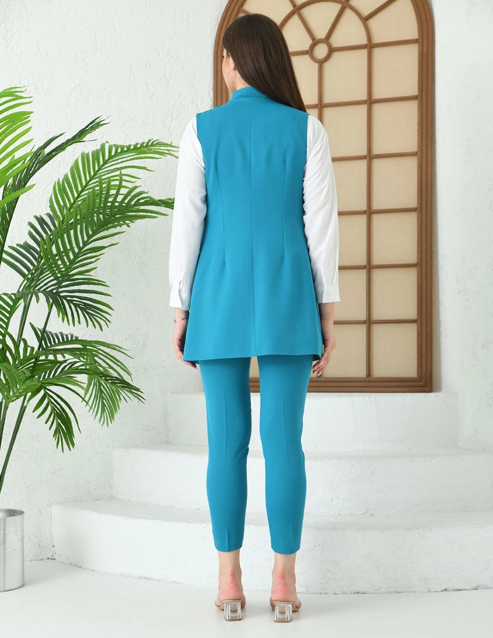 NDL Women Agraf Detail Vest بدلة نسائية فيروزي - Vista