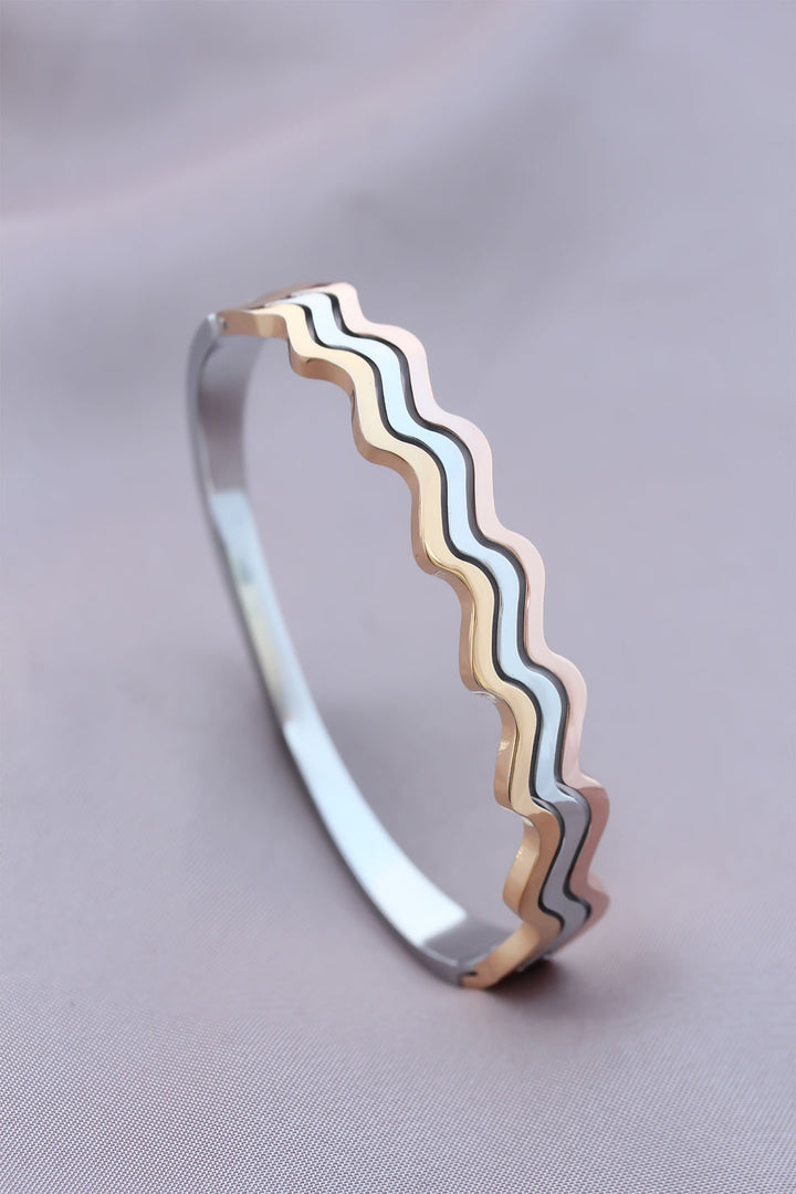 EBJ 316L Stainless Steel Non-Tarnish Mix Color Twisted Women's Cuff Bracelet - Fontenay-sous-Bois