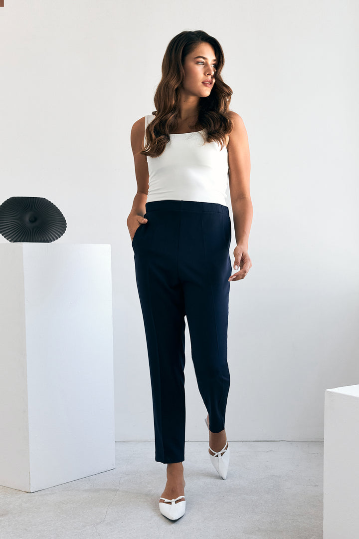 ZRF Women Elasticated Waist Pants - Navy Blue - Torre del Greco