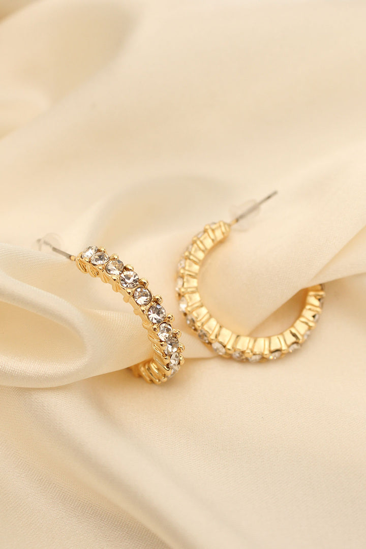 EBJ Gold Color Zircon Stone Hoop Earrings - Gjilan