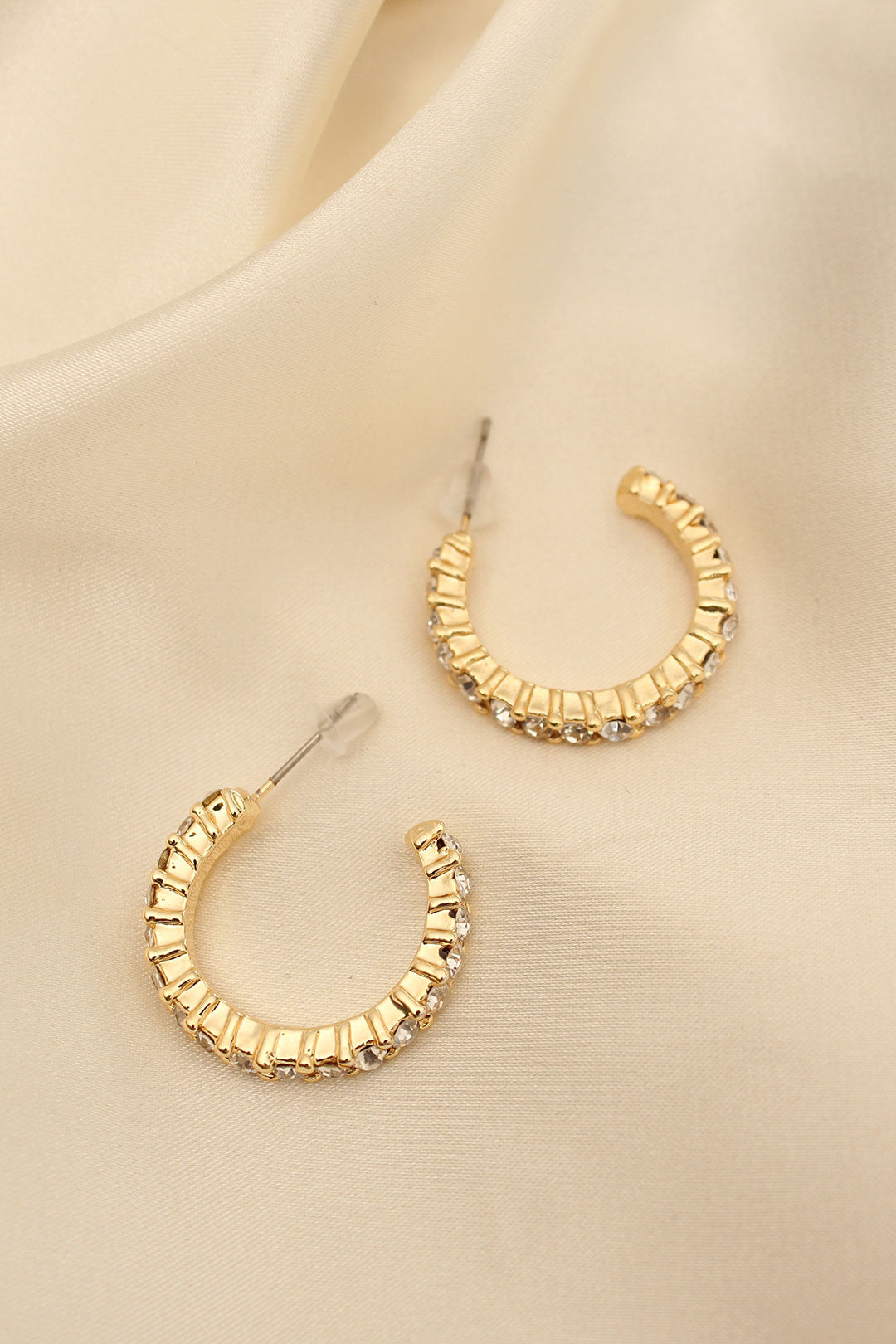 EBJ Gold Color Zircon Stone Hoop Earrings - Gjilan