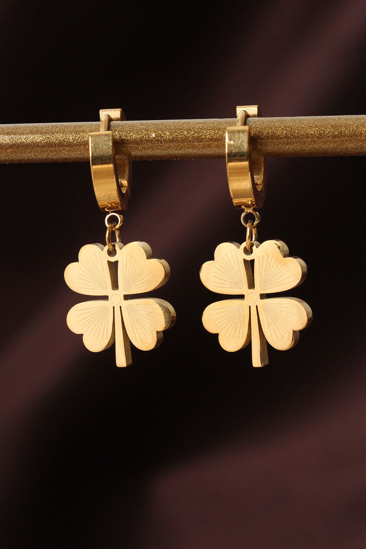 EBJ 316L Steel Gold Color Clover Earrings - Montpellier