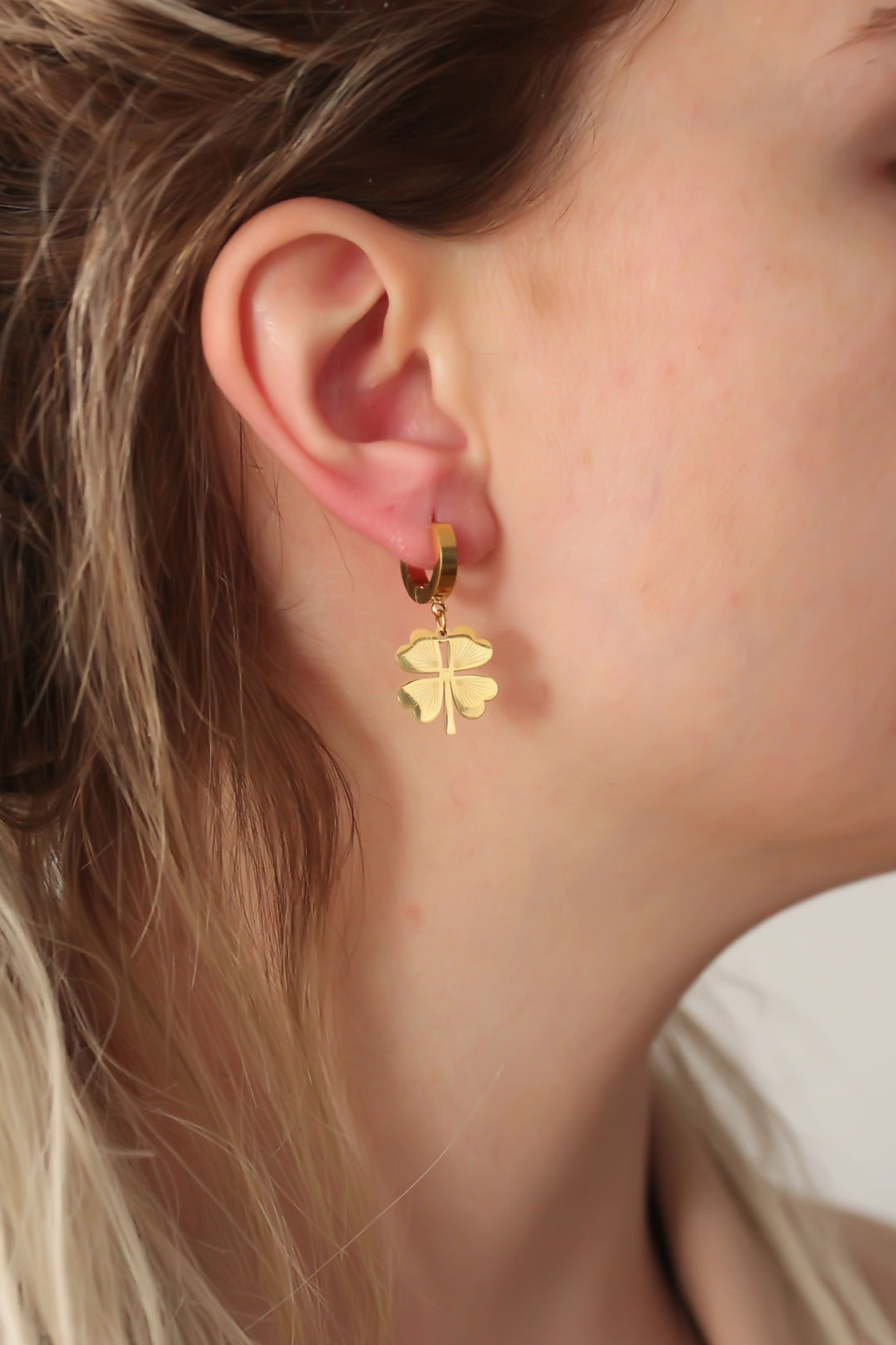 EBJ 316L Steel Gold Color Clover Earrings - Montpellier