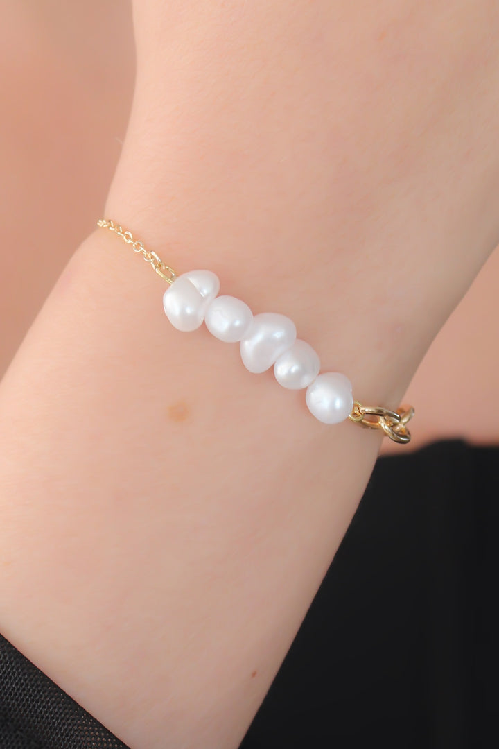 EBJ Gold Color Pearl Bead Model Women's Bracelet - Evergem