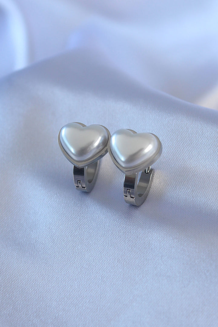 EBJ 316L Stainless Steel Silver Color Pearl Heart Model Women's Earring - Lübeck