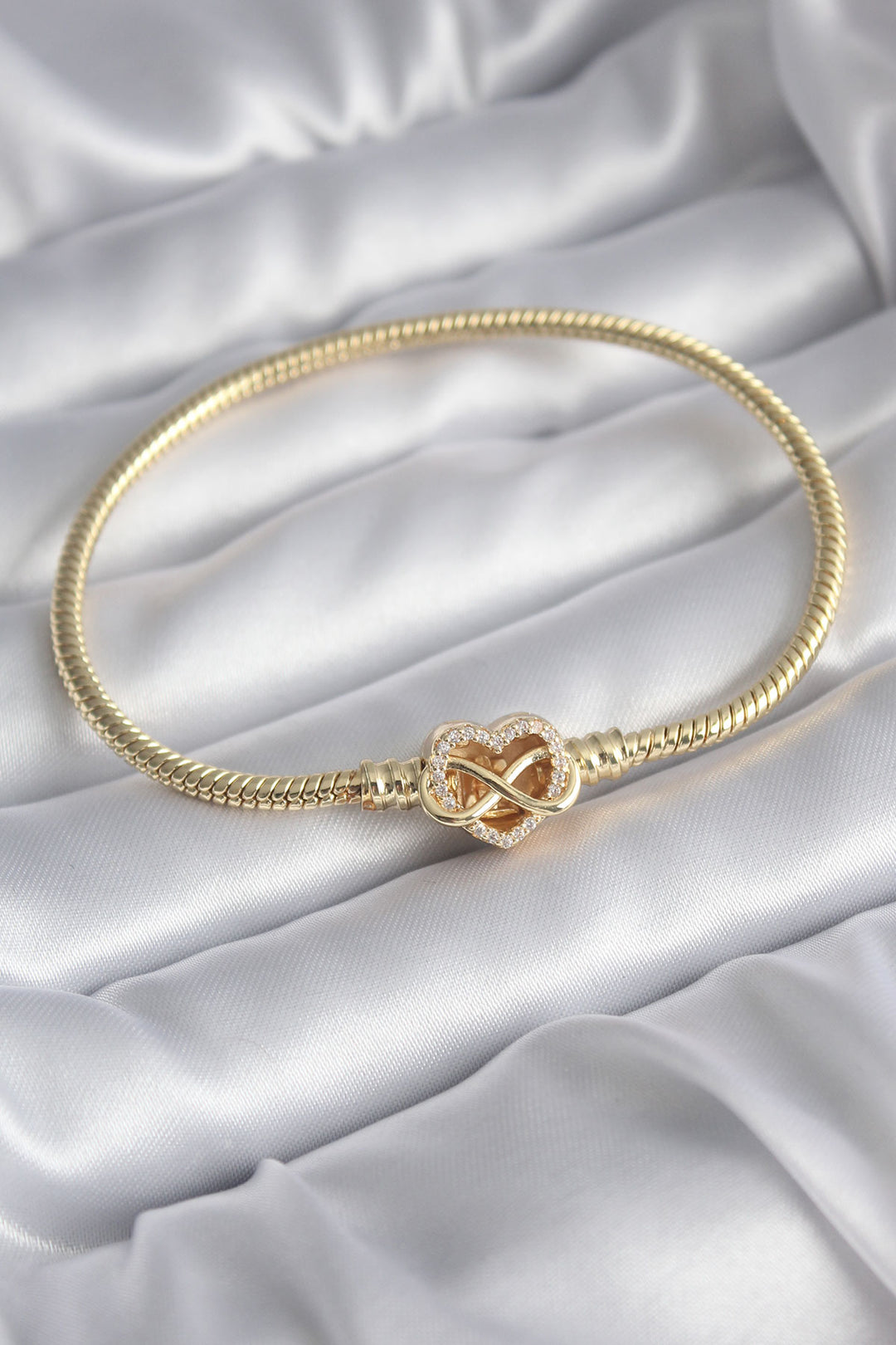 EBJ Rice Gold Color Zircon Stone Heart Infinity Model Charm Women's Bracelet - Red Deer