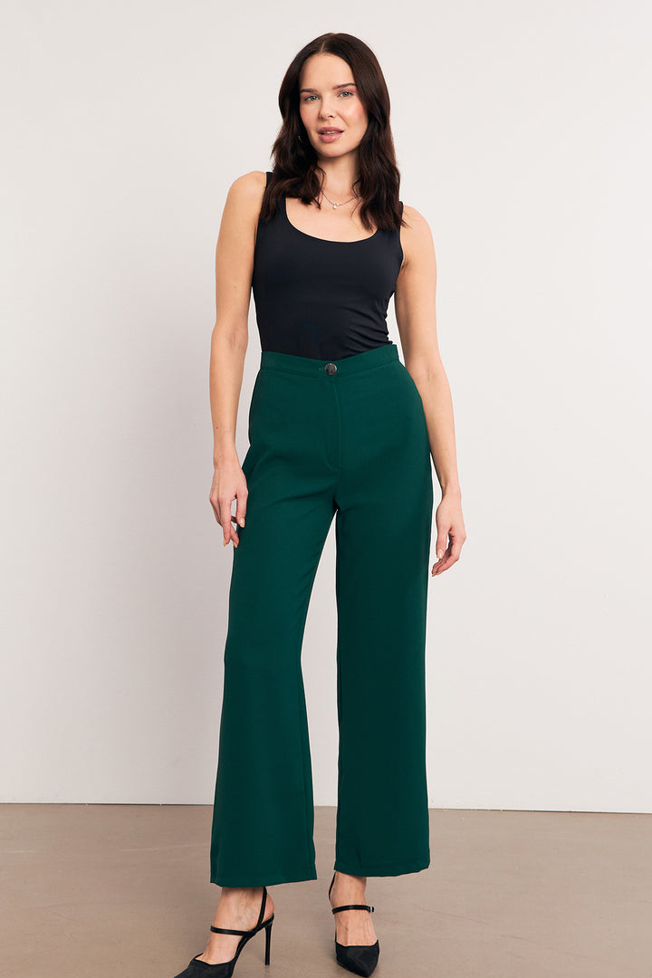 ZRF Women High Waist Wide Leg Pants - Emerald - Kehl