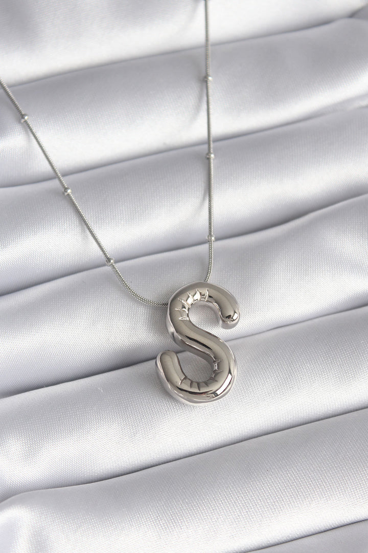 EBJ 316L Steel Silver Color Bubble "S" Letter Model Women's Necklace - Kitchener