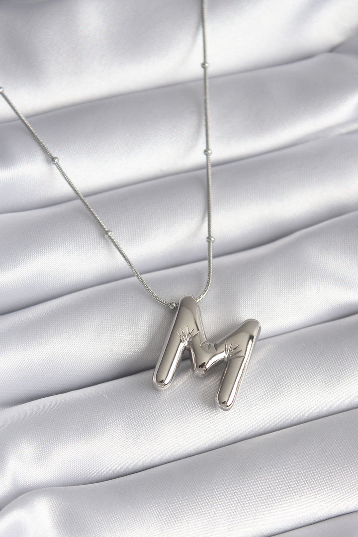 EBJ 316L Stainless Steel Silver Color Bubble "M" Letter Model Women's Necklace - Randolph