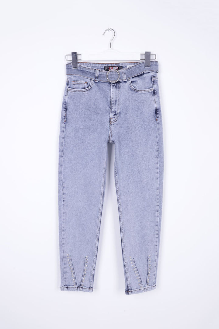 XLJ Mom Fit Jean with Bottom Drops and Extra Details Mixed - Lausanne