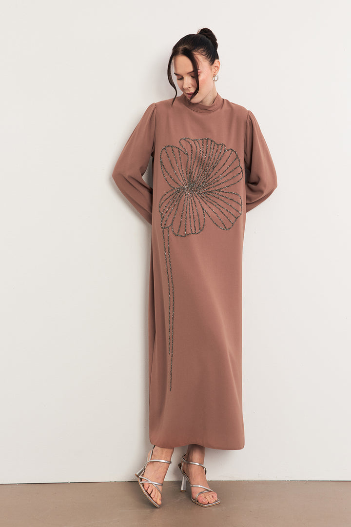 ZRF Women Stone Detailed Evening Dress - Camel - Coral Springs