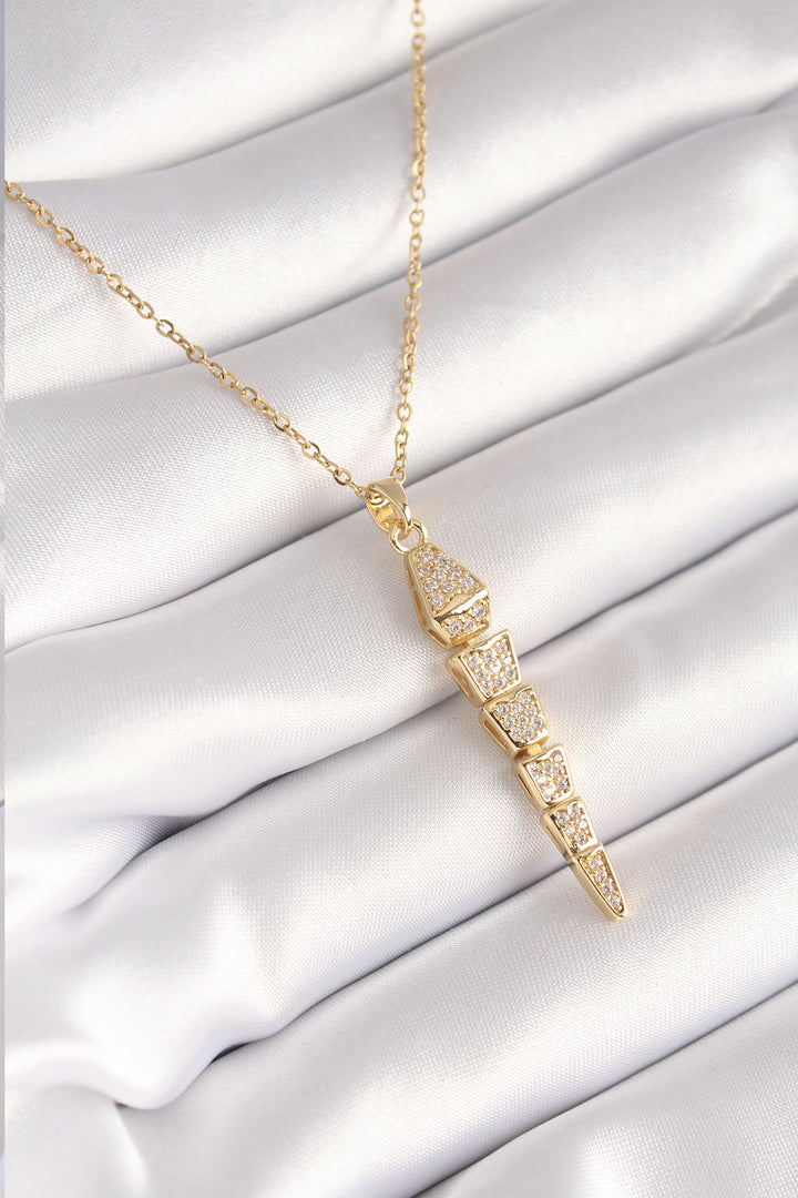 EBJ 316L Stainless Steel Gold Color Zircon Stone Dangle Snake Model Women's Necklace - Spokane Valley