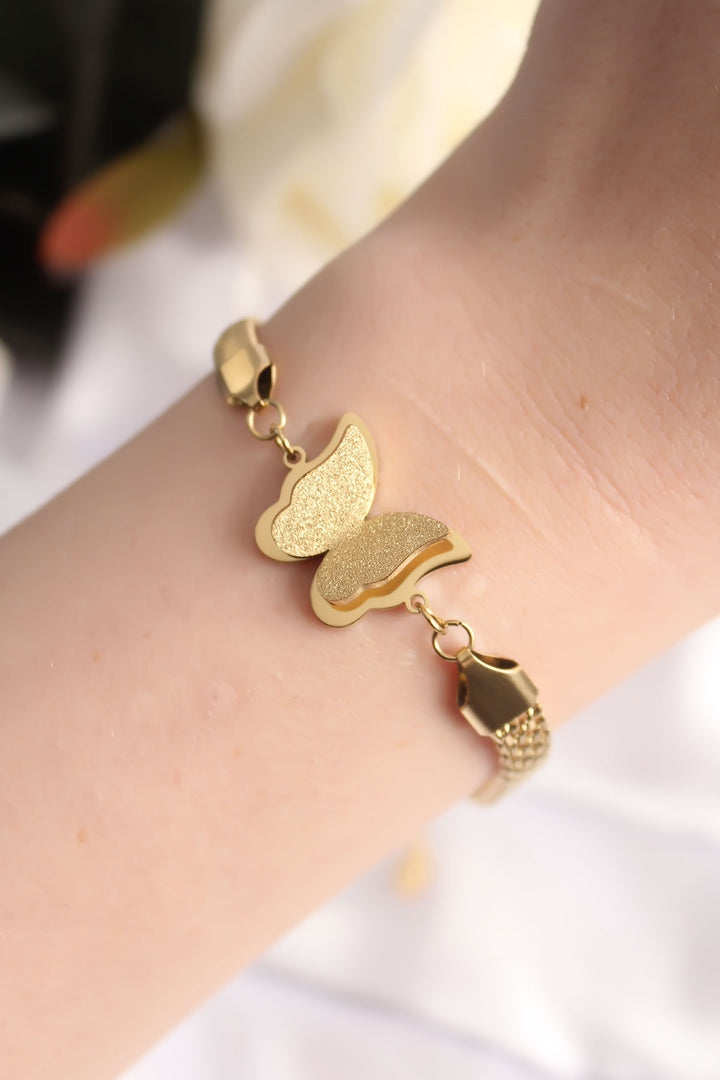 EBJ 316L Steel Gold Color Butterfly Model Women's Bracelet - Sidcup