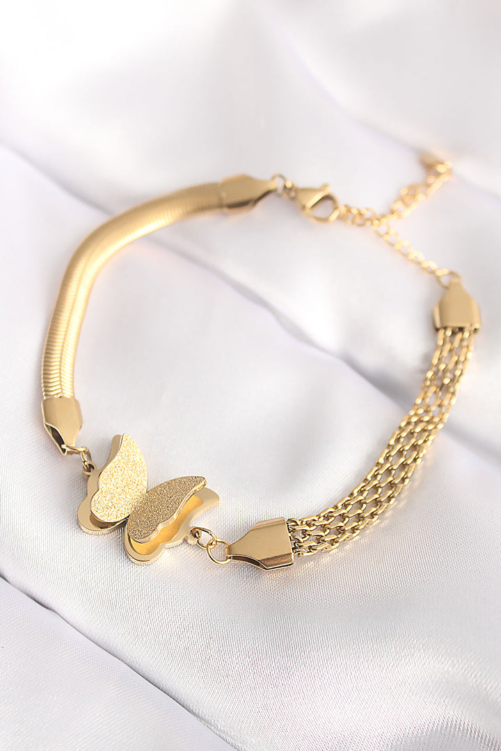 EBJ 316L Steel Gold Color Butterfly Model Women's Bracelet - Sidcup