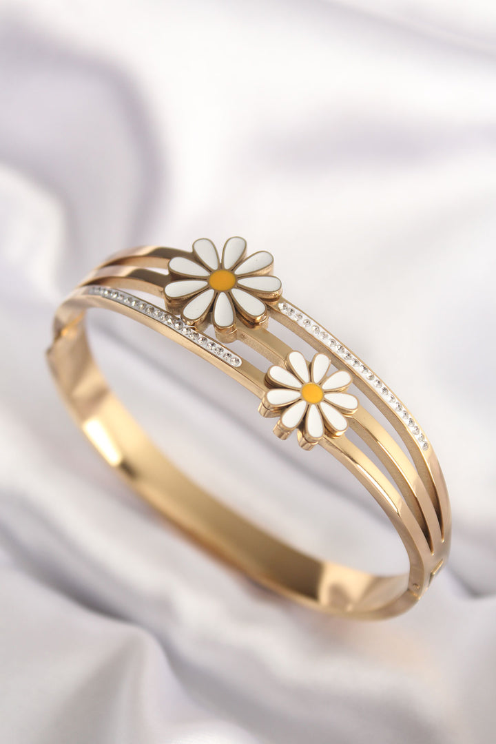 EBJ 316L Steel Gold Color Daisy Model Women's Cuff Bracelet - Metairie