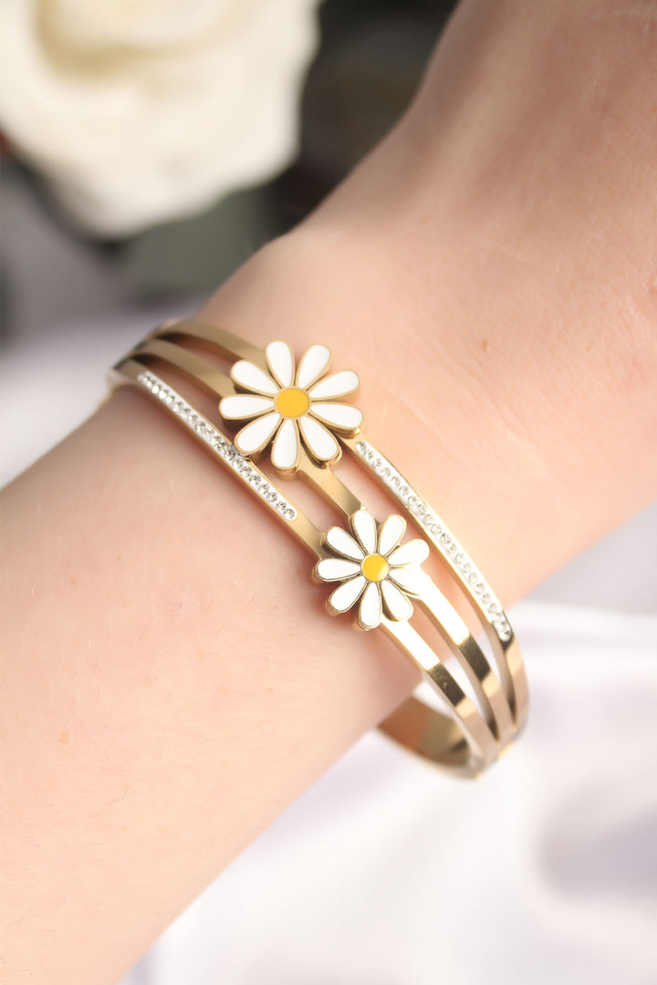 EBJ 316L Steel Gold Color Daisy Model Women's Cuff Bracelet - Metairie