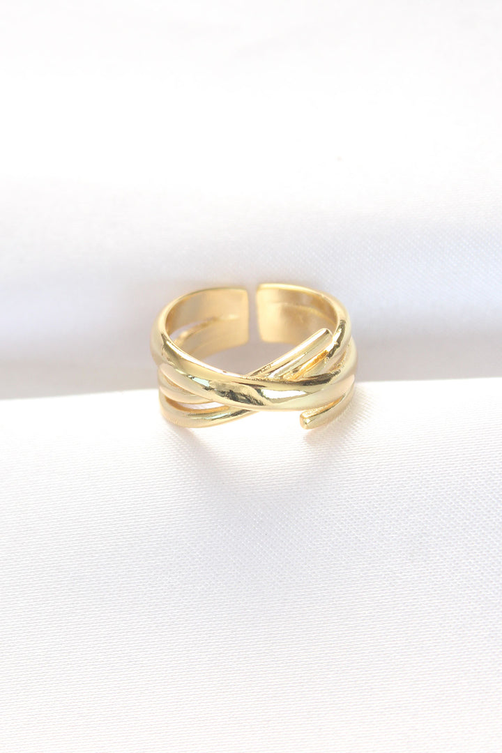 EBJ Thick Gold Color Adjustable Ring - Greece