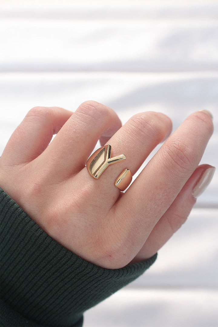 EBJ Gold Adjustable Ring with Y Initial - Waalwijk