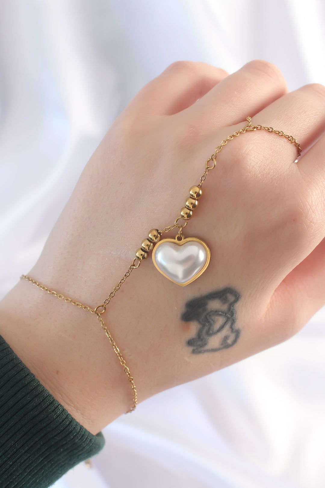 EBJ 316L Steel Gold Color White Bubble Heart Design Şahmeran - Tooele