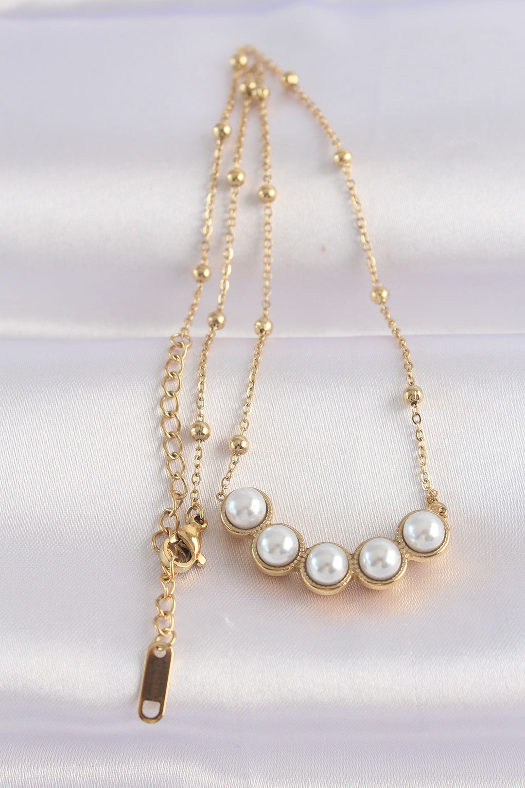 EBJ 316L Steel Chain Gold Color Sequined Pearl Necklace - Glasgow