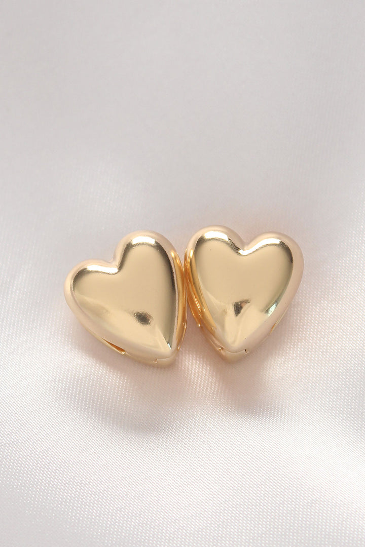 EBJ Rice Gold Color Minimal Domed Heart Earrings - Völklingen