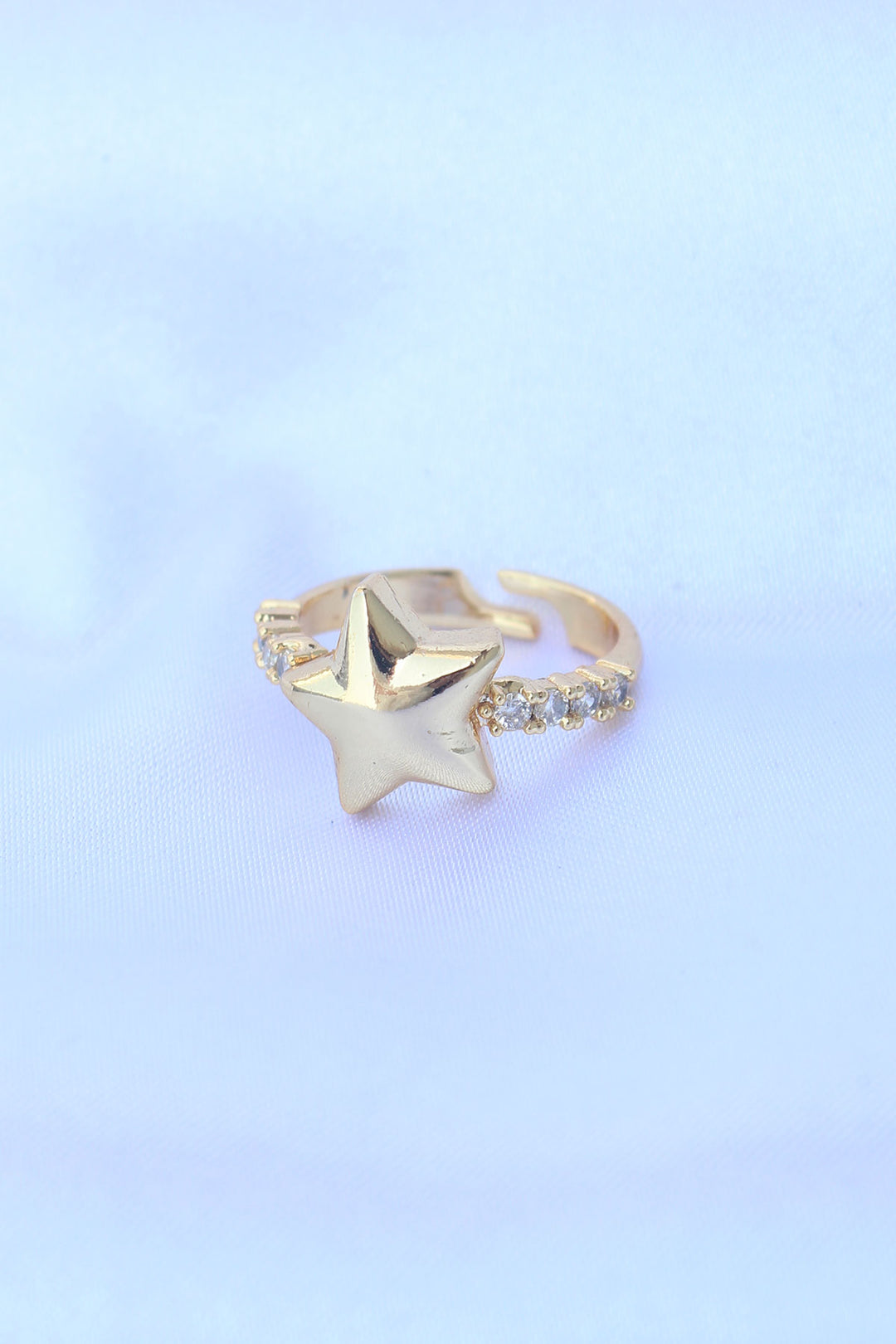 EBJ Adjustable Gold Color Rice Zircon Stone Star Ring - Yuba City