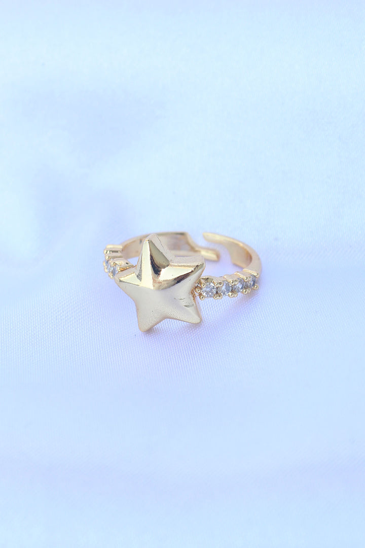 EBJ Adjustable Gold Color Rice Zircon Stone Star Ring - Yuba City