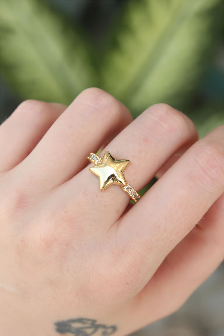 EBJ Adjustable Gold Color Rice Zircon Stone Star Ring - Yuba City