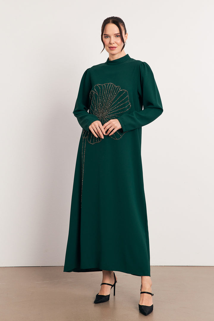 ZRF Women Stone Detailed Evening Dress - Emerald - Framingham