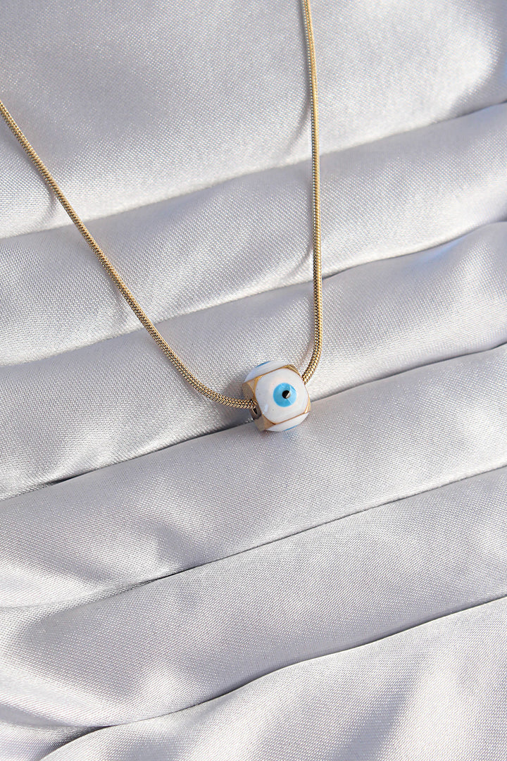 EBJ 316L Steel Gold Color Enamel Evil Eye Model Necklace - Póvoa de Varzim