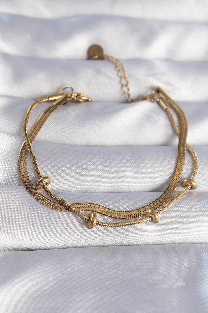 EBJ 316L Steel Gold Color Italian Double Chain Bracelet - Rimouski