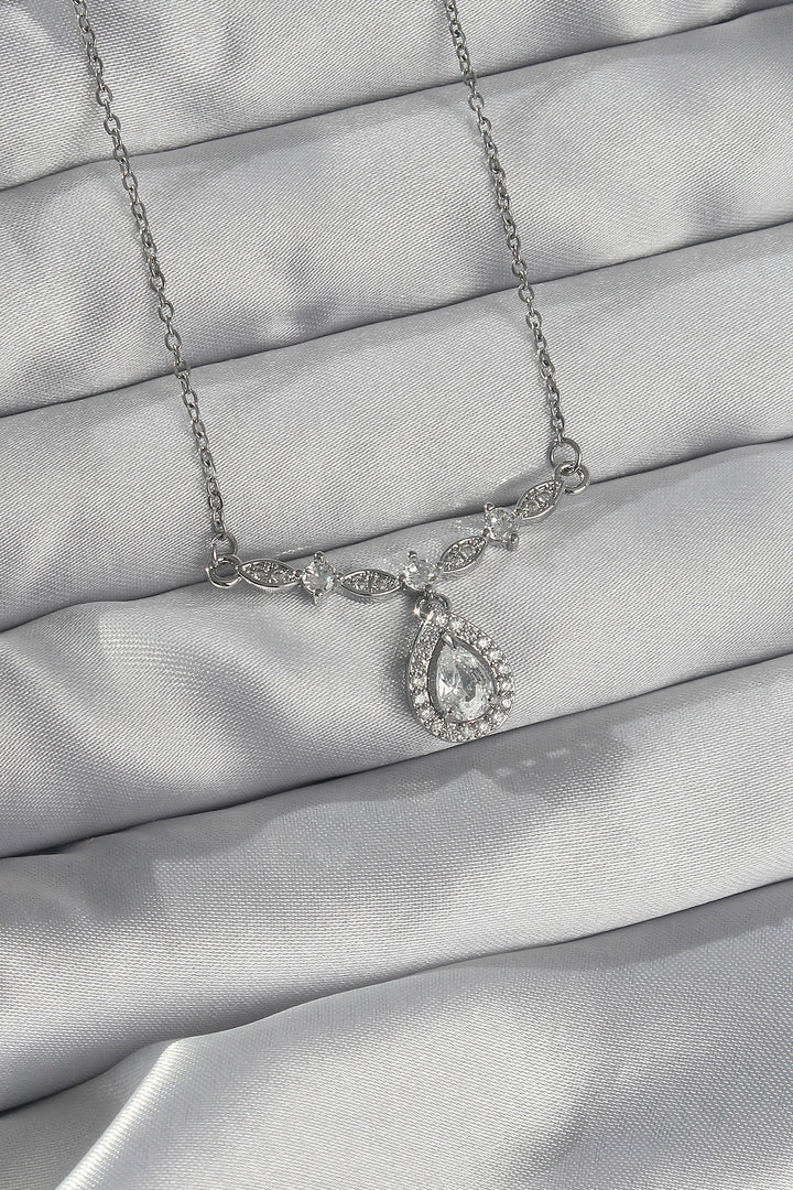 EBJ 316L Stainless Steel Silver Color Zircon Stone Drop Necklace - Charleville-Mézières