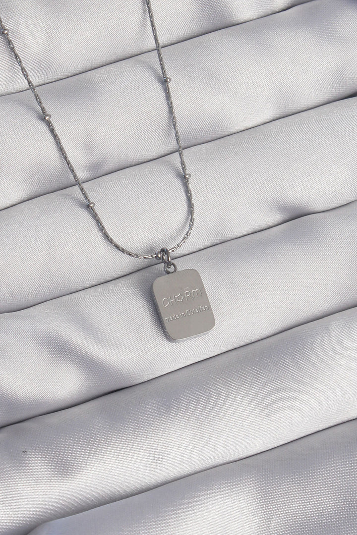 EBJ 316L Stainless Steel Silver Color Square Charm Model Necklace - Birkenhead