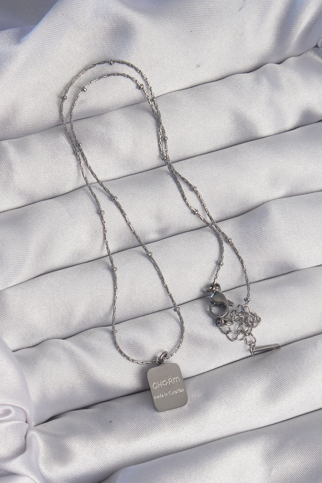 EBJ 316L Stainless Steel Silver Color Square Charm Model Necklace - Birkenhead