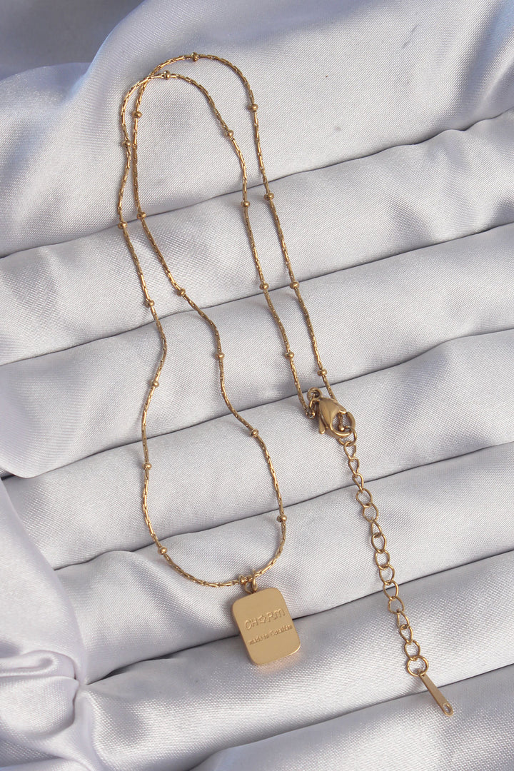 EBJ 316L Steel Gold Color Square Charm Model Necklace - Hutchinson