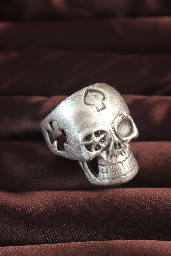 EBJ Adjustable Men's Ring with Silver Color Skull Figure - Zhlobin