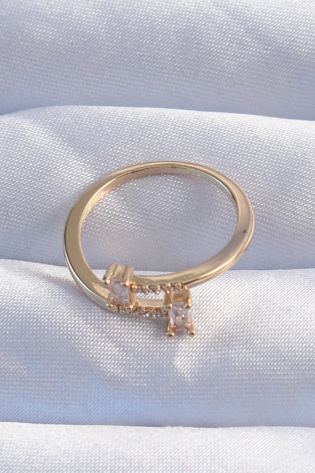 EBJ Rice Gold Color Zircon Stone Geometric Adjustable Ring - Kakhovka