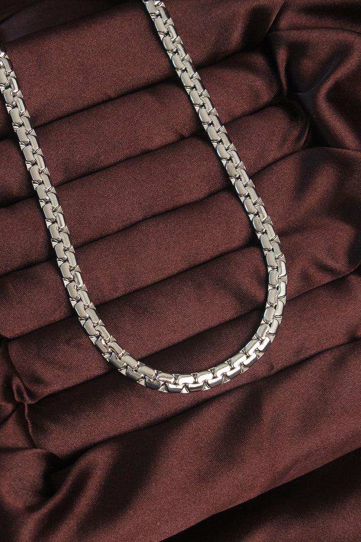 EBJ 316L Stainless Steel Silver Color Flat Spiga Chain Necklace - Goch