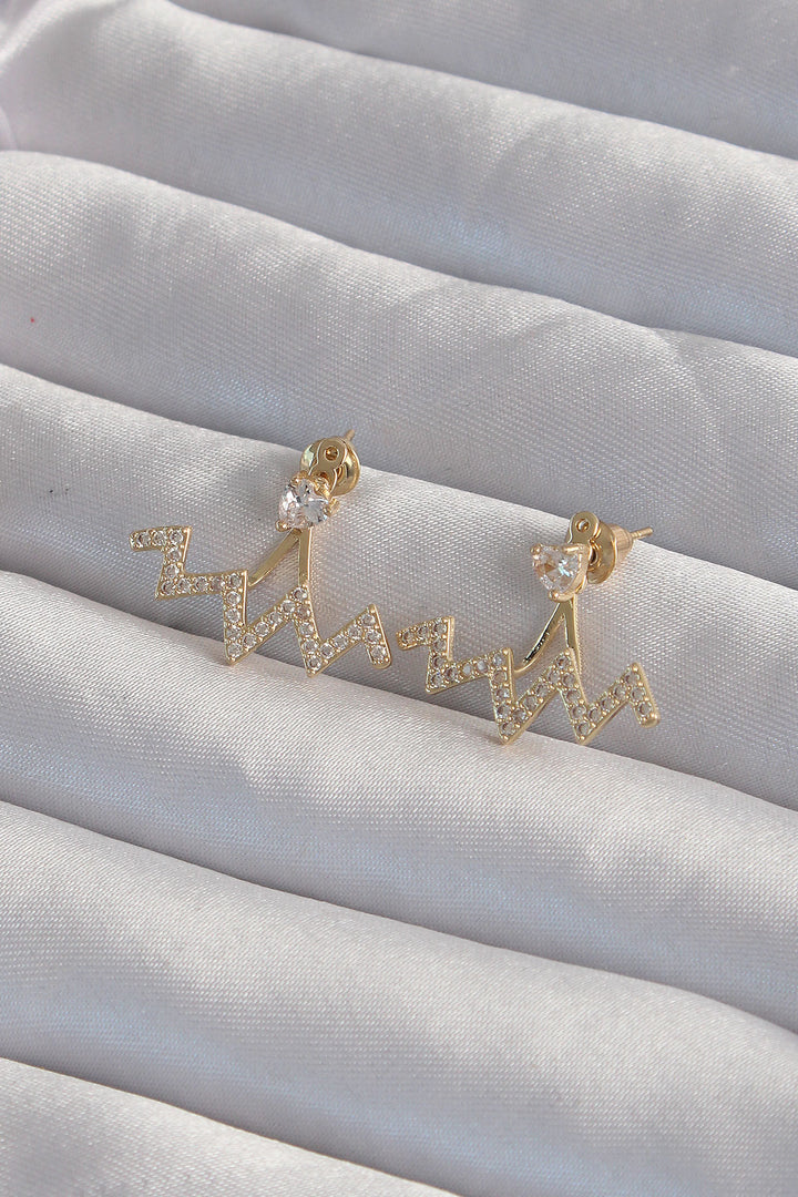 EBJ Rice Gold Color Zircon Stone Zigzag Earrings - Guanajuato