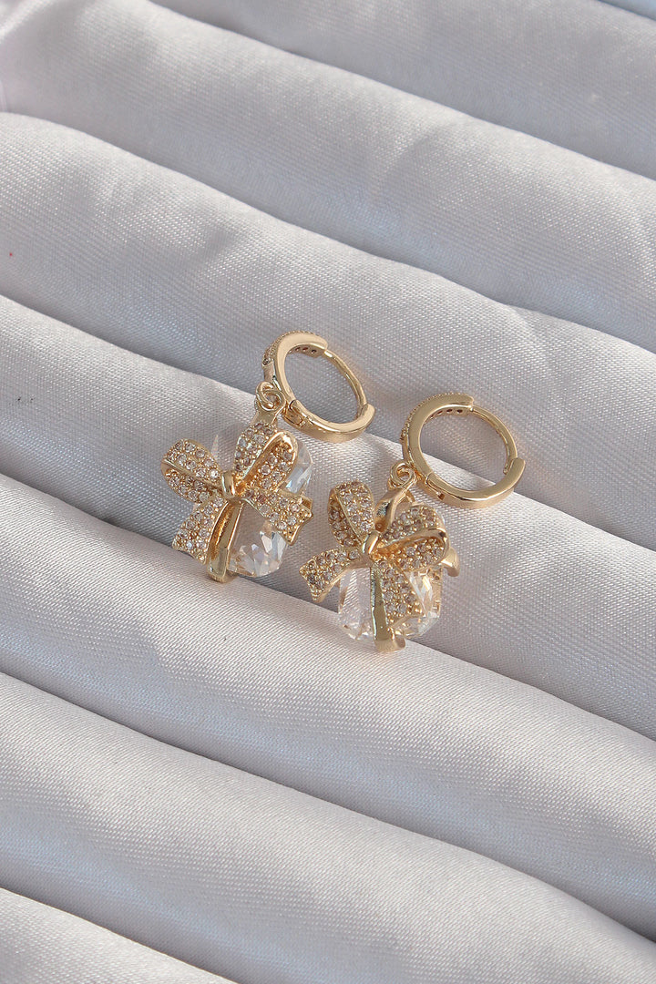 EBJ Rice Gold Color Large Zircon Stone Bow Model Hoop Earring - San Francisco