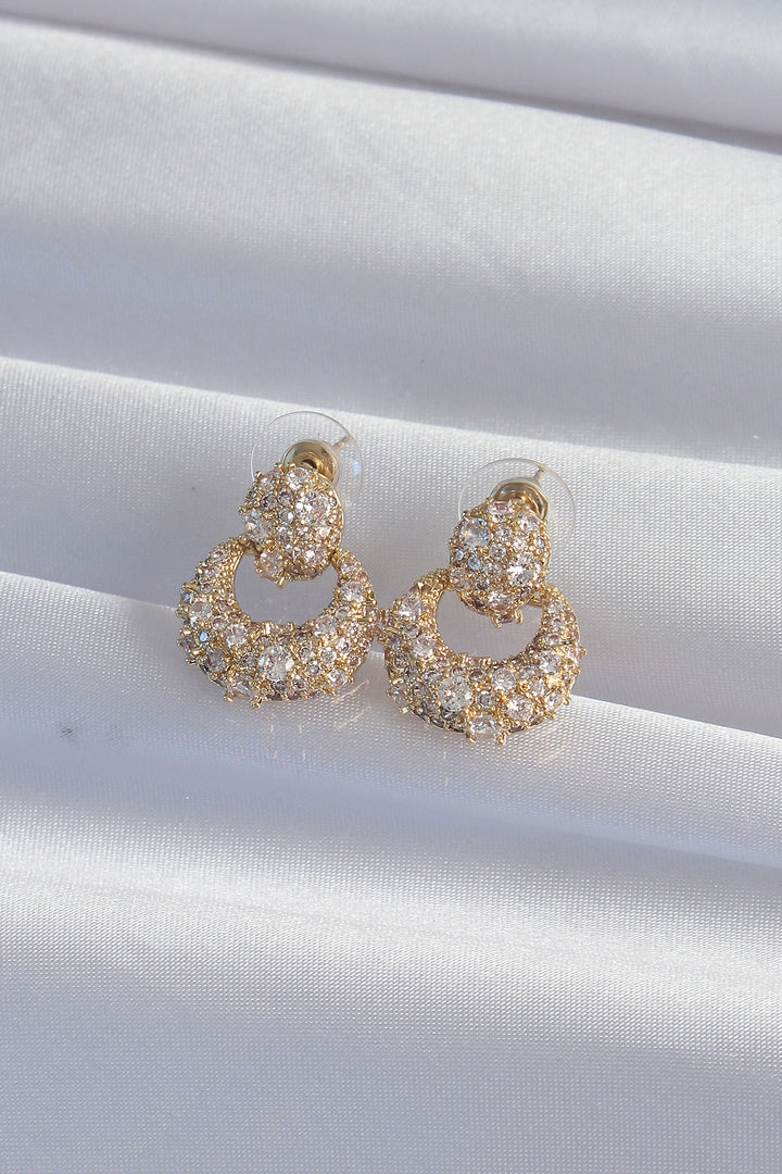 EBJ Rice Gold Color Zircon Stone Oval Shape Earrings - East Kelowna