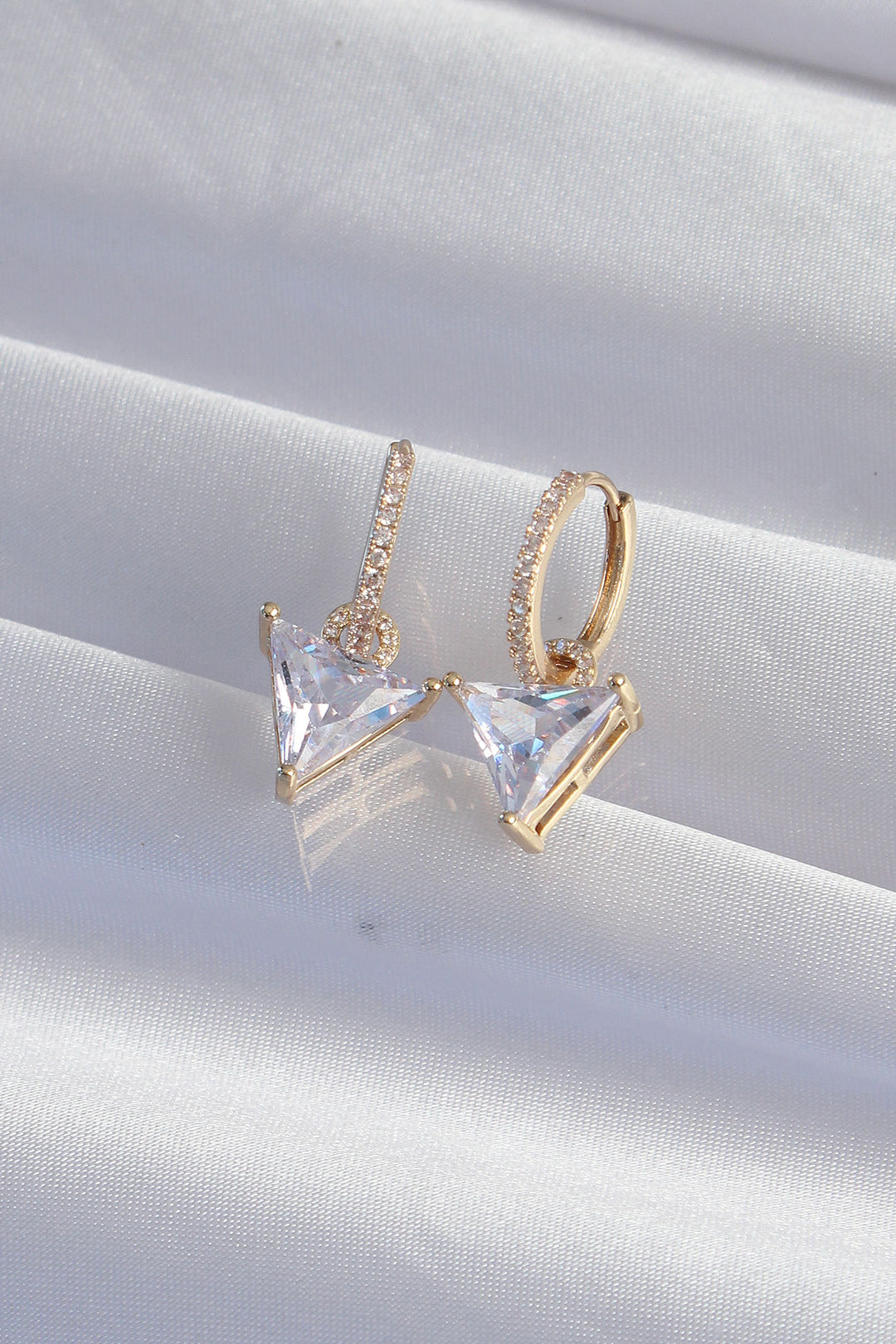 EBJ Gold Color Rice Triangle Earrings with Zircon Stone - Grove City