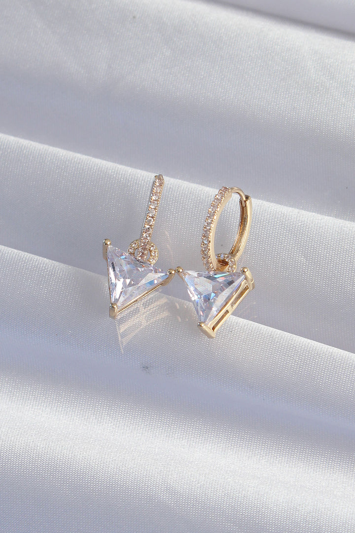 EBJ Gold Color Rice Triangle Earrings with Zircon Stone - Grove City