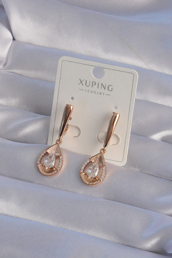 EBJ XUPİNG Rose Color Zircon Stone Drop Model Dangle Earrings - Noblesville