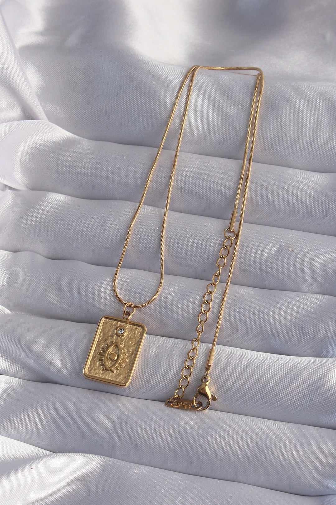 EBJ 316L Steel Chain Gold Color with Zircon Stone Eye Figure Tarot Necklace - Salina