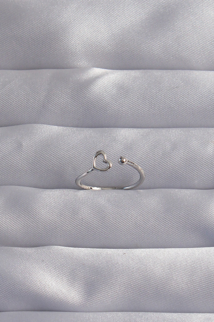 EBJ Adjustable Ring with Silver Color Heart Pattern - Dornbirn