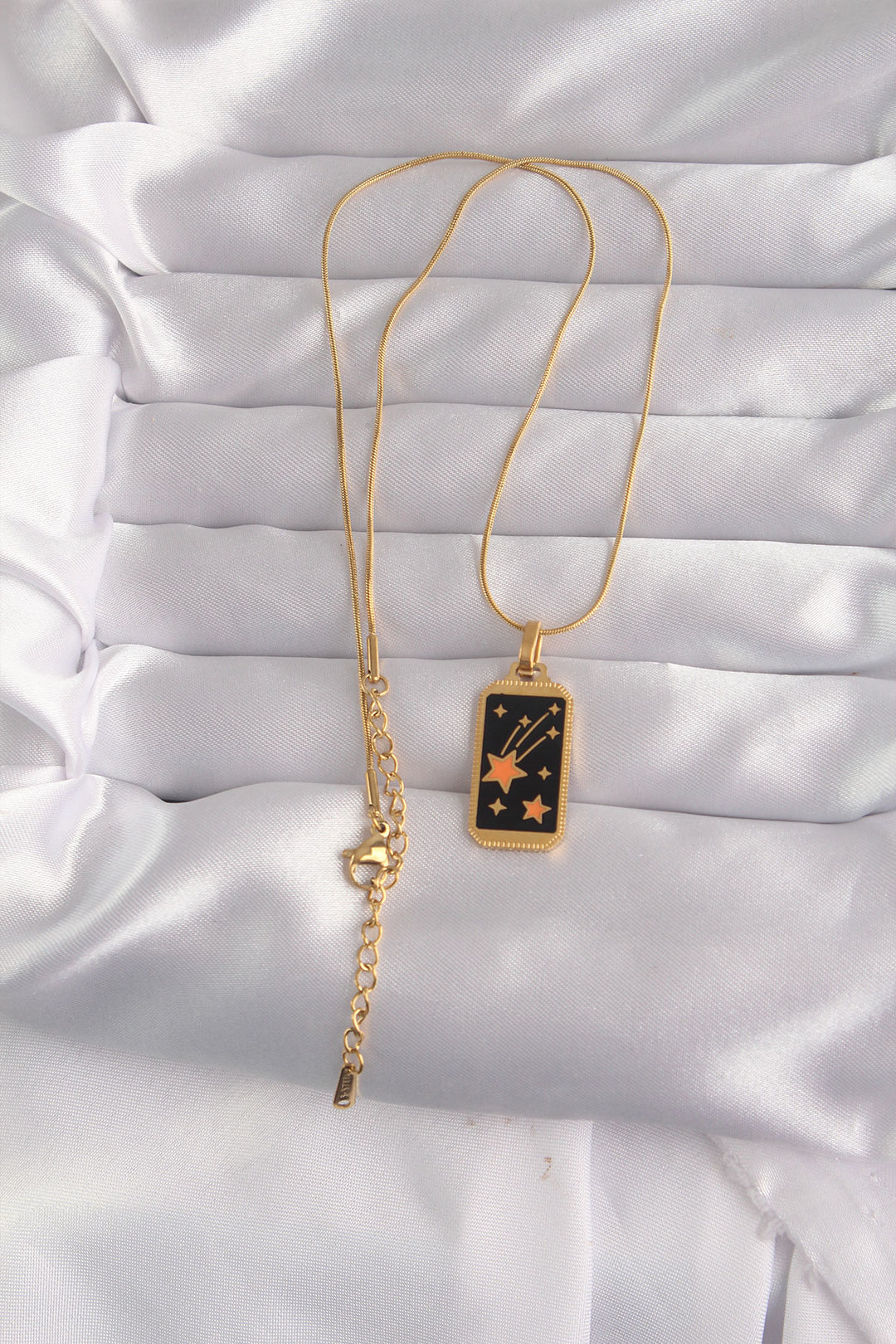 EBJ 316L Steel Gold Color Black Enamel Star Figure Tarot Necklace - Sevilla