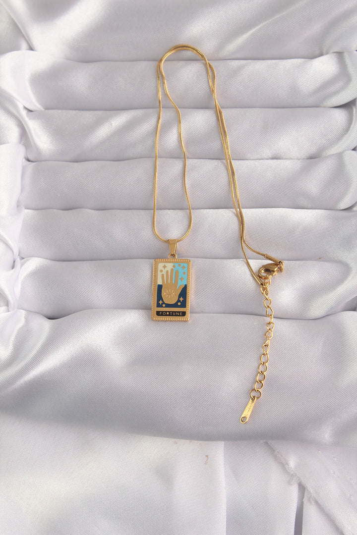 EBJ 316L Steel Gold Color Mixed Enamel Hand Figure Tarot Necklace - Collado-Villalba