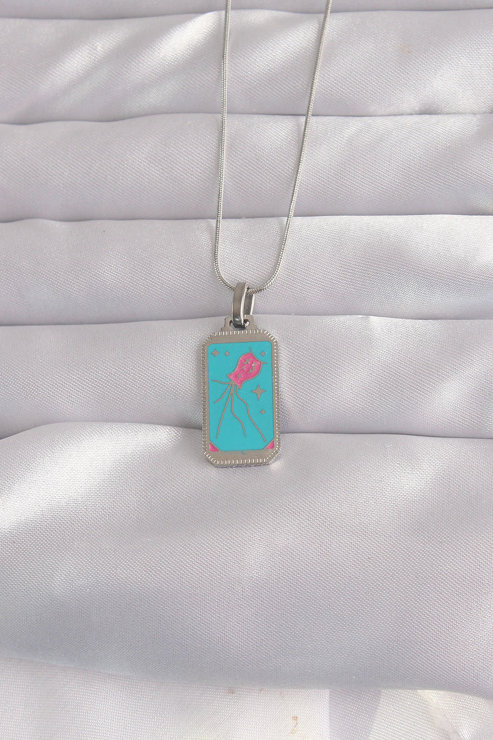 EBJ 316L Stainless Steel Silver Color Blue Enamel Tarot Necklace - Timmins